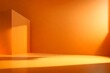 Minimalistic abstract gentle orange background for product presentation with light and intricate shadow from the window