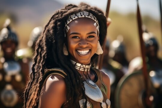 Portrait of a beautiful african woman in traditional clothing smiling at camera