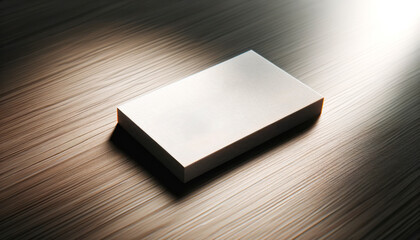 Aufkleber - Stack of paper textured business cards on wooden background. Eco friendly branding concept Generative AI