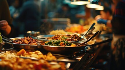 Poster - A wide selection of different types of food displayed on a buffet table. Perfect for any event or gathering