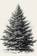 Poster - A black and white drawing of a Christmas tree. Suitable for various Christmas-themed projects