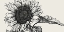 A Black And White Drawing Of A Sunflower. Suitable For Various Artistic Projects