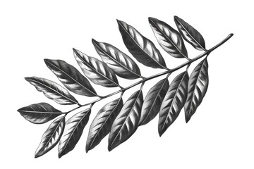 Wall Mural - A black and white drawing of a leaf. Suitable for various artistic projects