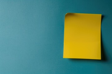Poster - A yellow post it on a blue wall. Suitable for office, school, or home organization