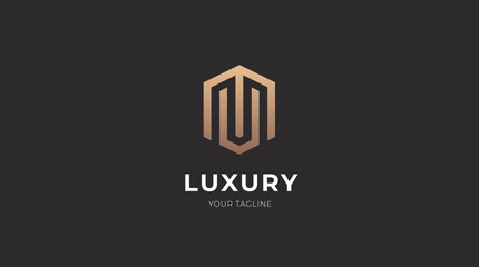 Aufkleber - Alphabet MV luxury initial letters and hexagon brand monogram logo template. vector ilustration