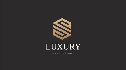 Aufkleber - Alphabet S luxury initial letters and hexagon brand monogram logo template. vector ilustration