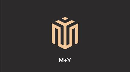 Aufkleber - Alphabet MY luxury initial letters and hexagon brand monogram logo template. vector ilustration