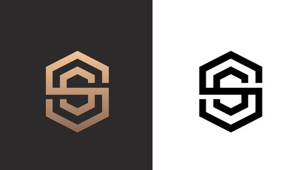 Aufkleber - Alphabet SS luxury initial letters and hexagon brand monogram logo template. vector ilustration