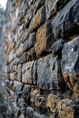 Aufkleber - A close-up view of a stone wall with a clock. This image can be used to represent time, history, or the passing of time in various projects