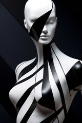 Poster - An abstract portrayal of a mannequin, emphasizing the geometry and lines of its form.