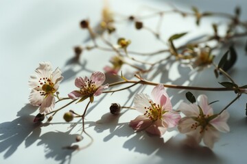 Poster - A close up view of a bunch of flowers on a table. This image can be used to add a touch of nature and beauty to any project