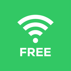 Aufkleber - free wifi icon in flat style. free electromagnetic wave, internet, wi-fi