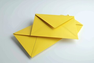 Aufkleber - A pile of yellow envelopes stacked on top of each other. Versatile image suitable for various business and communication concepts
