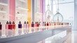 Multi-colored bottles for creating fragrances. Perfume laboratory.