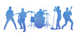 © Somkiat - Watercolor silhouette musical group or rock band playing a concert on stage