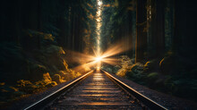 Train Track Natural Light. Train Track With Natural Illumination