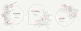 Fototapeta Na sufit - Set of vintage elegant floral logo for beauty, natural and organic products, cosmetics, spa and wellness, fashion. Vector illustrations Boho hand drawn line for graphic and web design, marketing mater