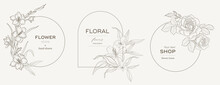 Set of vintage elegant floral logo for beauty, natural and organic products, cosmetics, spa and wellness, fashion. Vector illustrations Boho hand drawn line for graphic and web design, marketing mater
