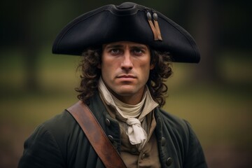 Poster - Portrait of a man dressed as a French soldier in a historical reenactment