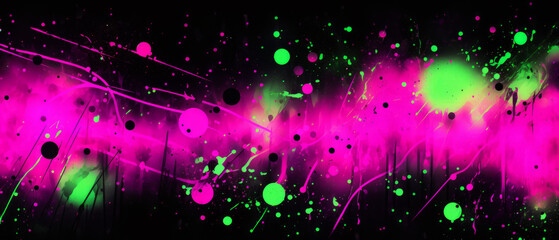 Wall Mural - Vibrant neon purple abstract background with colorful splashes.