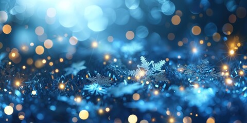 Blue Holiday Beautiful Background with bokeh lights