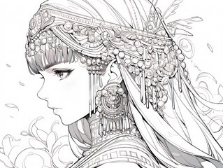 Wall Mural - Cleopatra. Coloring Book, Coloring pages