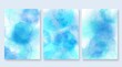© Olena - Watercolor background template collection. Abstract delicate watercolor in blue colors. Hand drawn illustration . Watercolour brush strokes. Flower backdrop. Art background for cards, flyer, poster