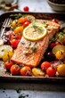 oven baked greek salmon on a plate