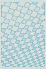 Poster - Simple stipple abstract geometric blue checkerboard grid on a white background. Futuristic, retro, psychedelic, cyberpunk, or Y2k style pattern for poster element. Vector illustration