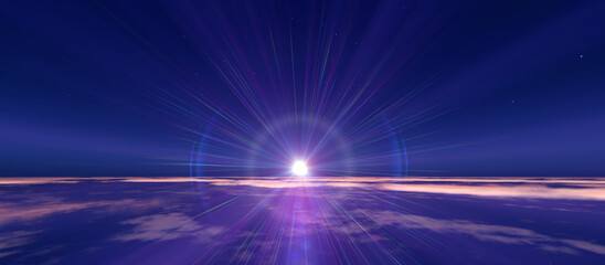 Wall Mural - sunrise from space aurora, 3d rendering