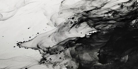Poster - A captivating black and white photo of ink swirling in water. Perfect for abstract backgrounds and artistic designs