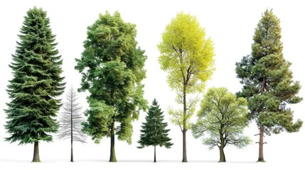 Poster - A picture featuring a diverse collection of trees against a white background. Suitable for various uses