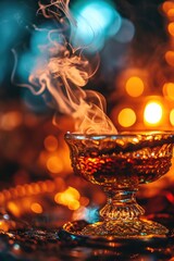 Poster - Smoke rising from a glass bowl. Suitable for various creative projects