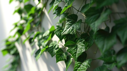 Poster - A detailed view of a plant growing on a wall. This image can be used to depict urban gardening or nature's resilience in unexpected places