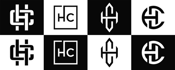 Wall Mural - HC logo. H C design. White HC letter. HC, H C letter logo design. Initial letter HC  linked circle uppercase monogram logo. H C letter logo vector design. HC letter logo design five style.