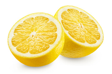 Wall Mural - Lemon isolated. Two halves of a ripe lemon on a transparent background.