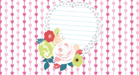 Poster - cute wallpaper with flowers and hearts