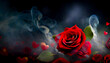 Czerwona róża, kocham Cię, czarne tło