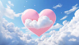 Fototapeta Na sufit - Kocham Cię, różowy wzór serca i niebieskie niebo