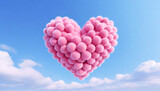 Fototapeta Niebo - Kocham Cię, różowy wzór serca i niebieskie niebo