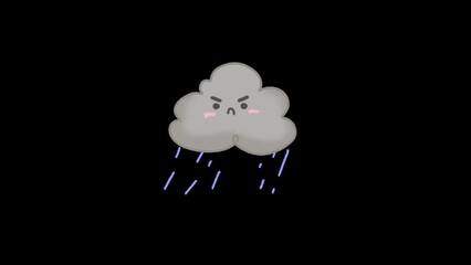 animated angry storm cloud icon background, logo symbol, social media