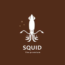 Animal Squid Natural Logo Vector Icon Silhouette Retro Hipster	