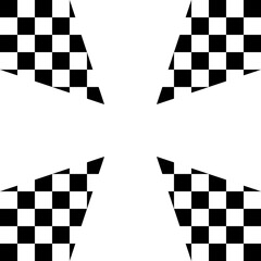 Wall Mural - Monochrome transparent PNG of symmetrical black and white squares superimposed with a white maltese cross shape