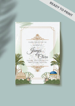 Mughal Wedding Card Design, Mughal Wedding Card Design, Invitation card for printing vector illustration.	