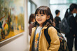 Smiling Young Girl Visiting Art Gallery