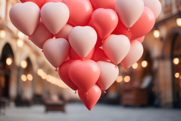 Poster - A festive mockup of heart-shaped balloons, adding a whimsical touch to Valentine's Day celebrations. Generative Ai.