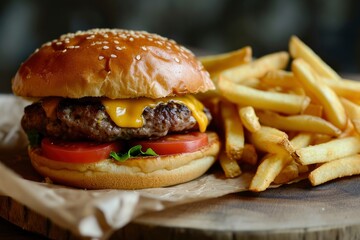 Cheeseburger and french fries