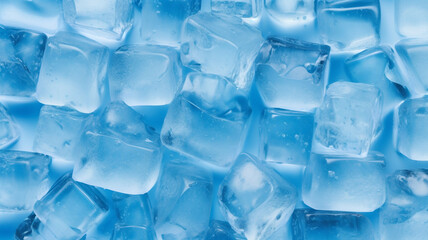 Wall Mural - Ice cube for cold beverage, background and pattern of ice cubes, ice cold and snow, Ice concept for drinks, melting ice cubes in a puddle of water