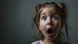 © ND STOCK - A portrait of impressed, speechless young girl with Shocked an open mouth staring, I can't believe it's isolated in Studio background, Free copy Space