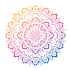 Wall Mural - Round gradient mandala Ornament Pattern on a white isolated background. Mandala with floral patterns